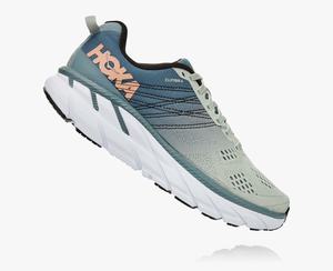 Hoka One One Women's Clifton 6 Recovery Shoes White/Blue Sale Online [GACBN-6384]